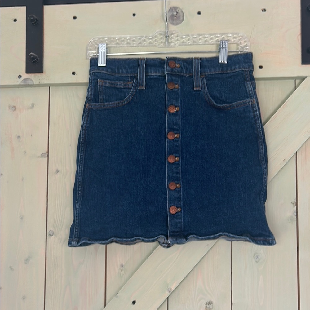 Madewell Denim Mini Skirt with Gold Buttons for a Night Out